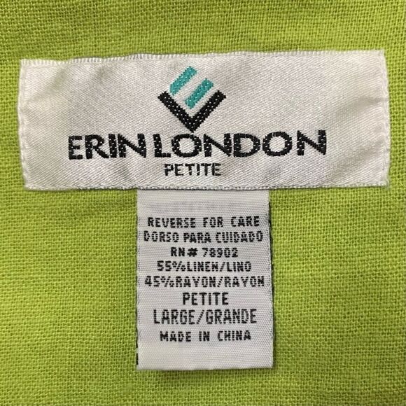 Erin London Linen Blend Vintage Blue Palm Trees Zip Up Hoodie Jacket - Picture 11 of 13